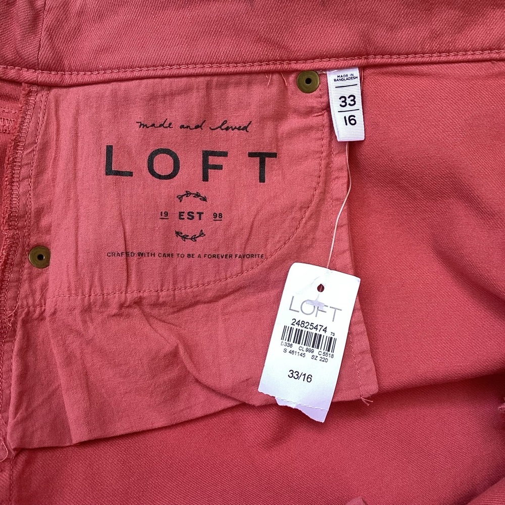 NWT LOFT Nantucket Red Denim Skirt Distressed 16 - Picture 4 of 7
